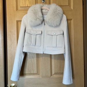 Lcuppini marylebone cashmere jacket in cream rose